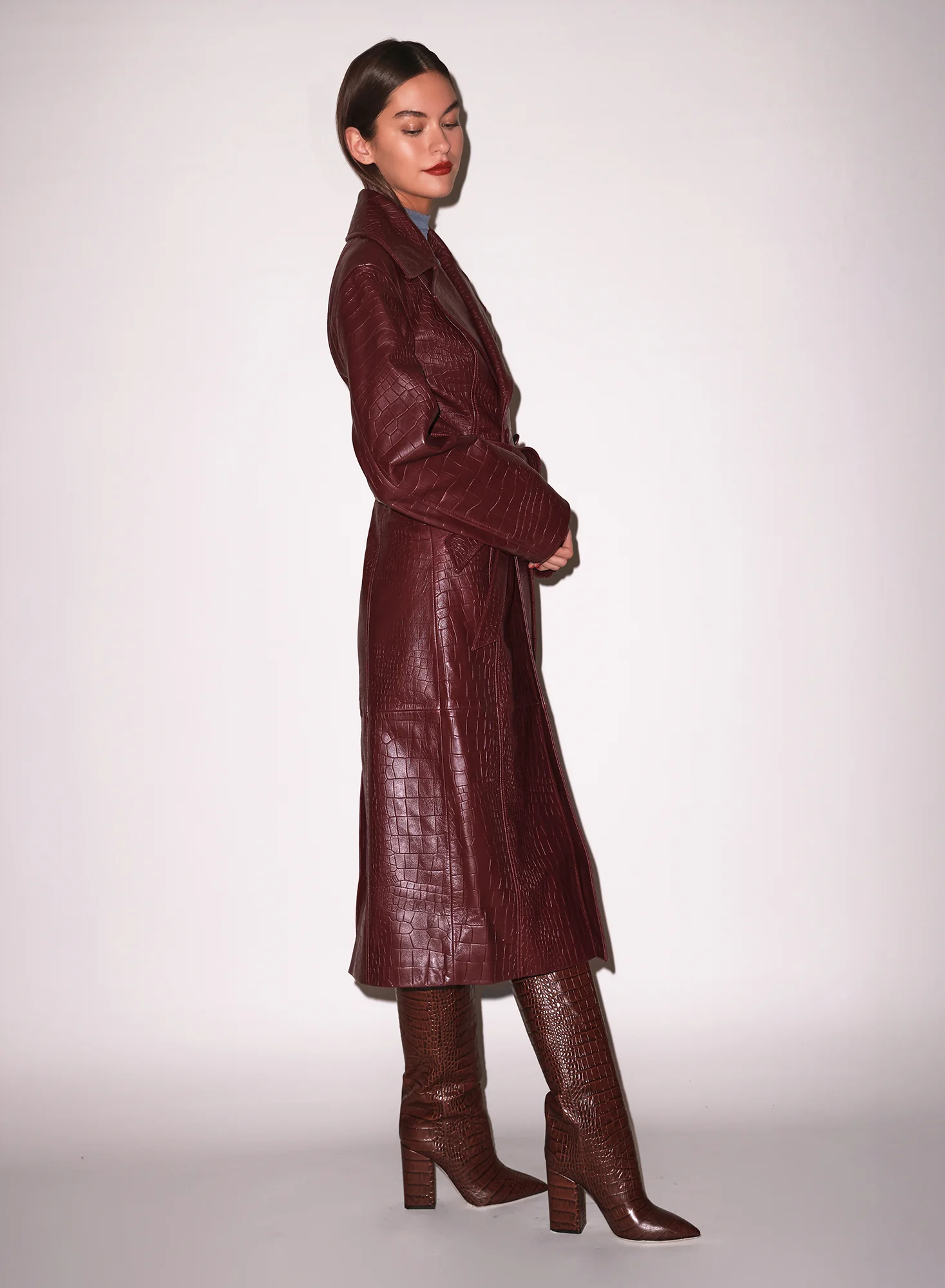 Croc Leather Trench - Image 5