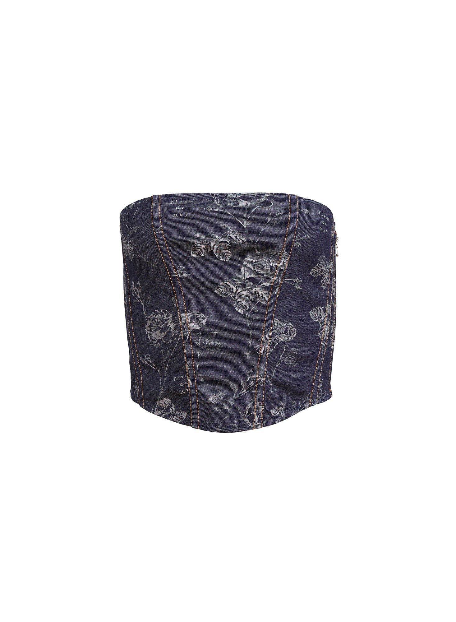 Denim Jacquard Corset Top - Image 3