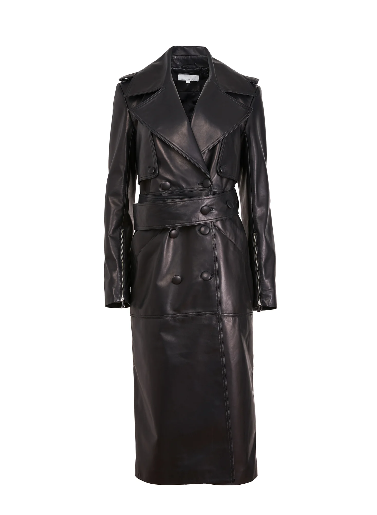Moto Leather Trench Coat - Image 5