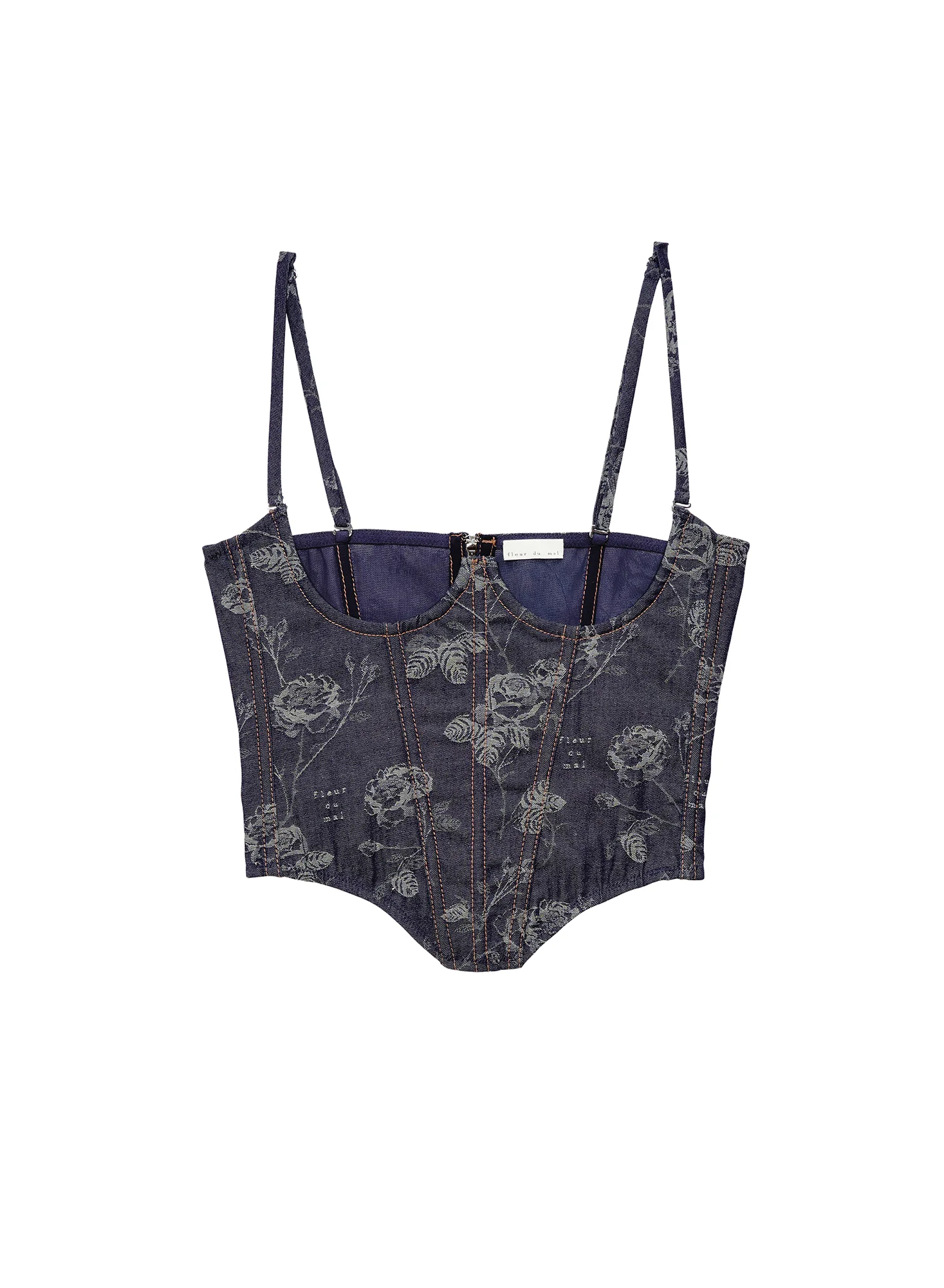 No Cup Floral Jacquard Bustier - Image 2