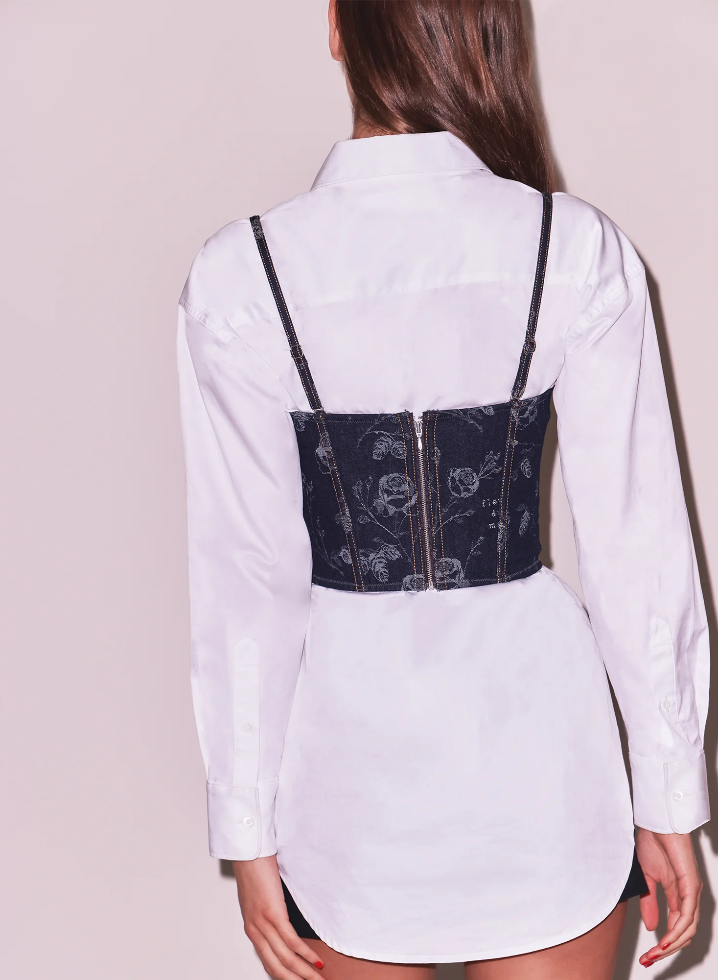 No Cup Floral Jacquard Bustier - Image 3
