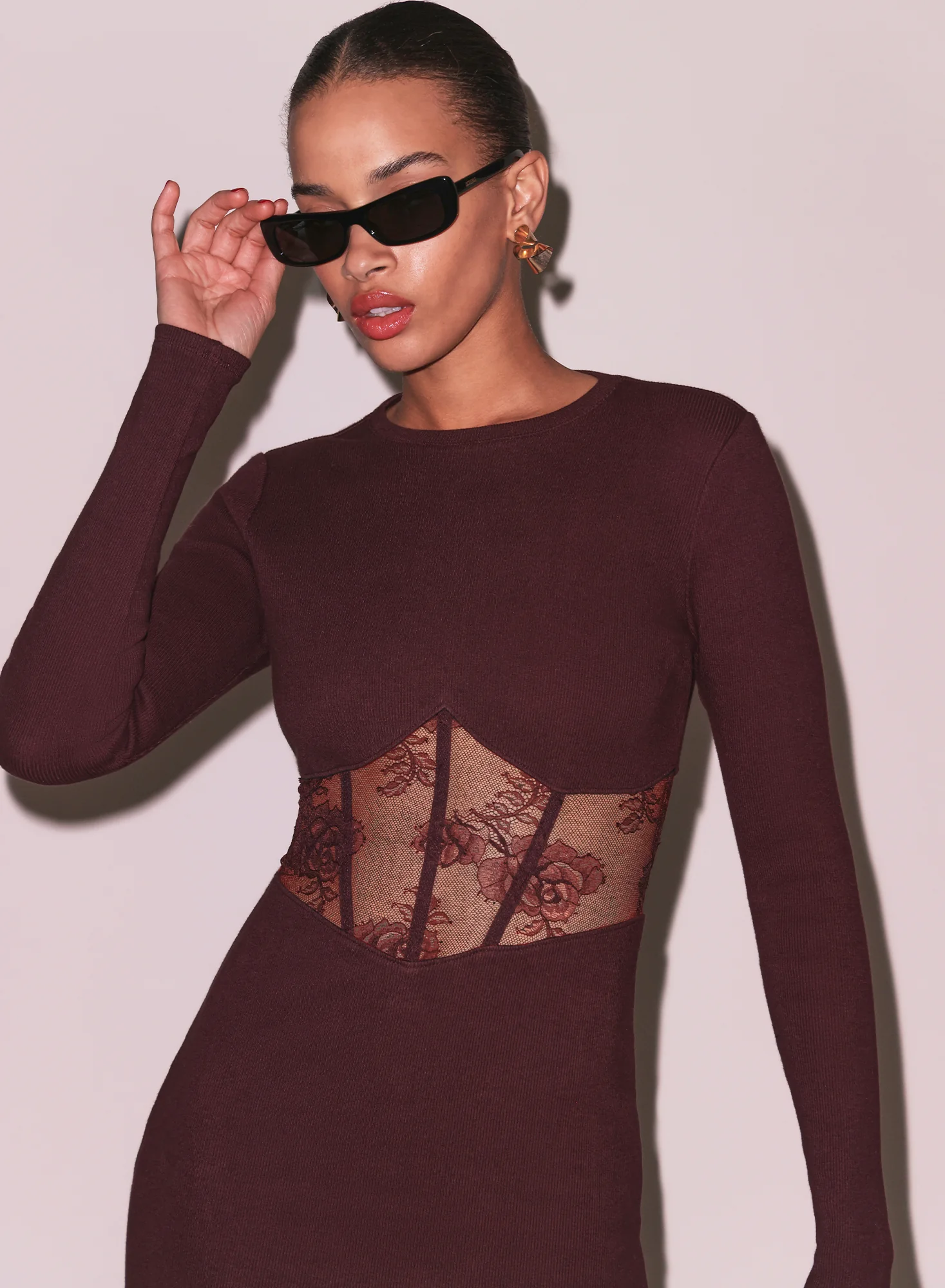 Rib & Bouquet Lace Boned Dress - Image 3
