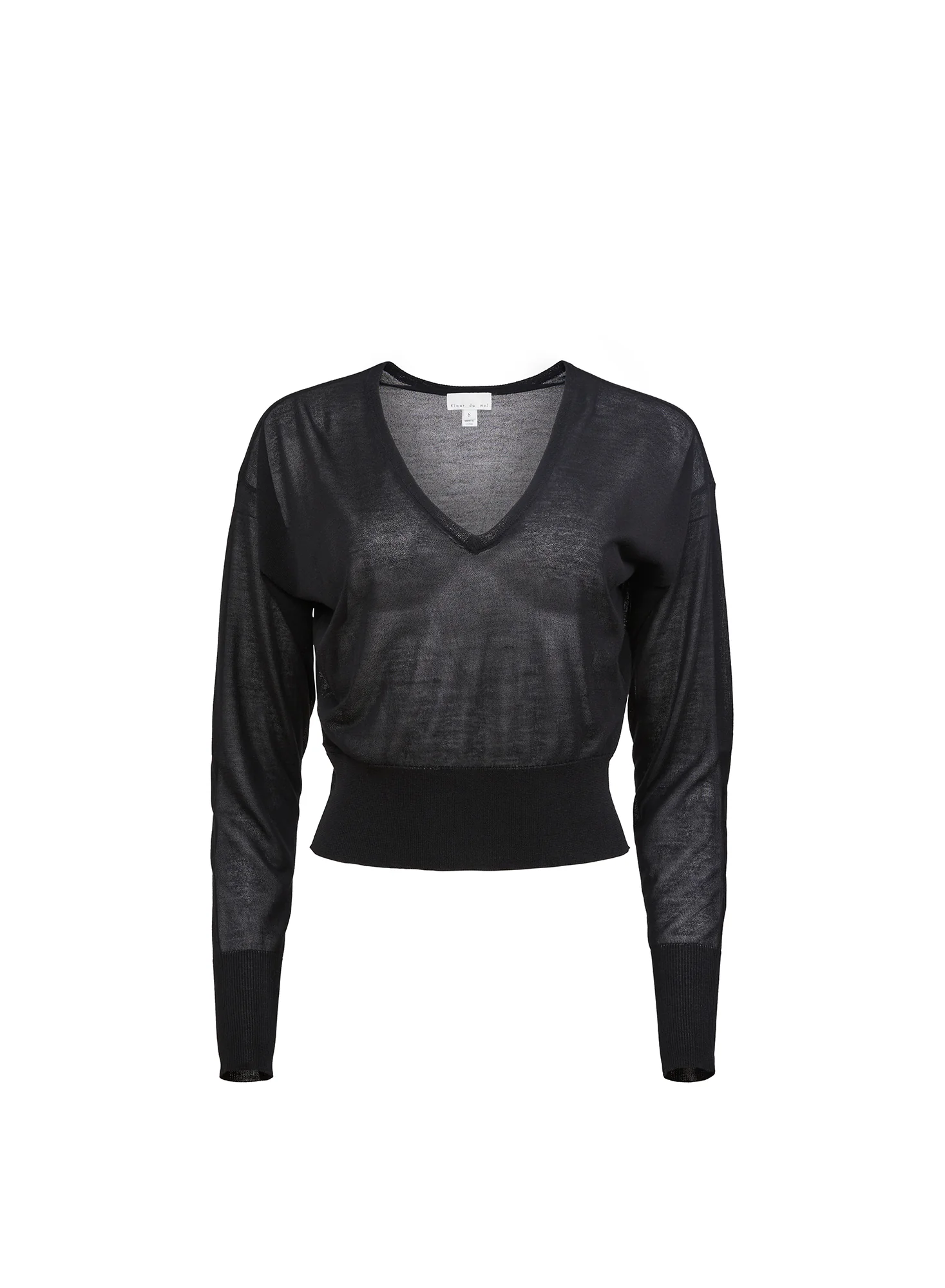 Sheer Knit V-Neck Sweater - Image 3