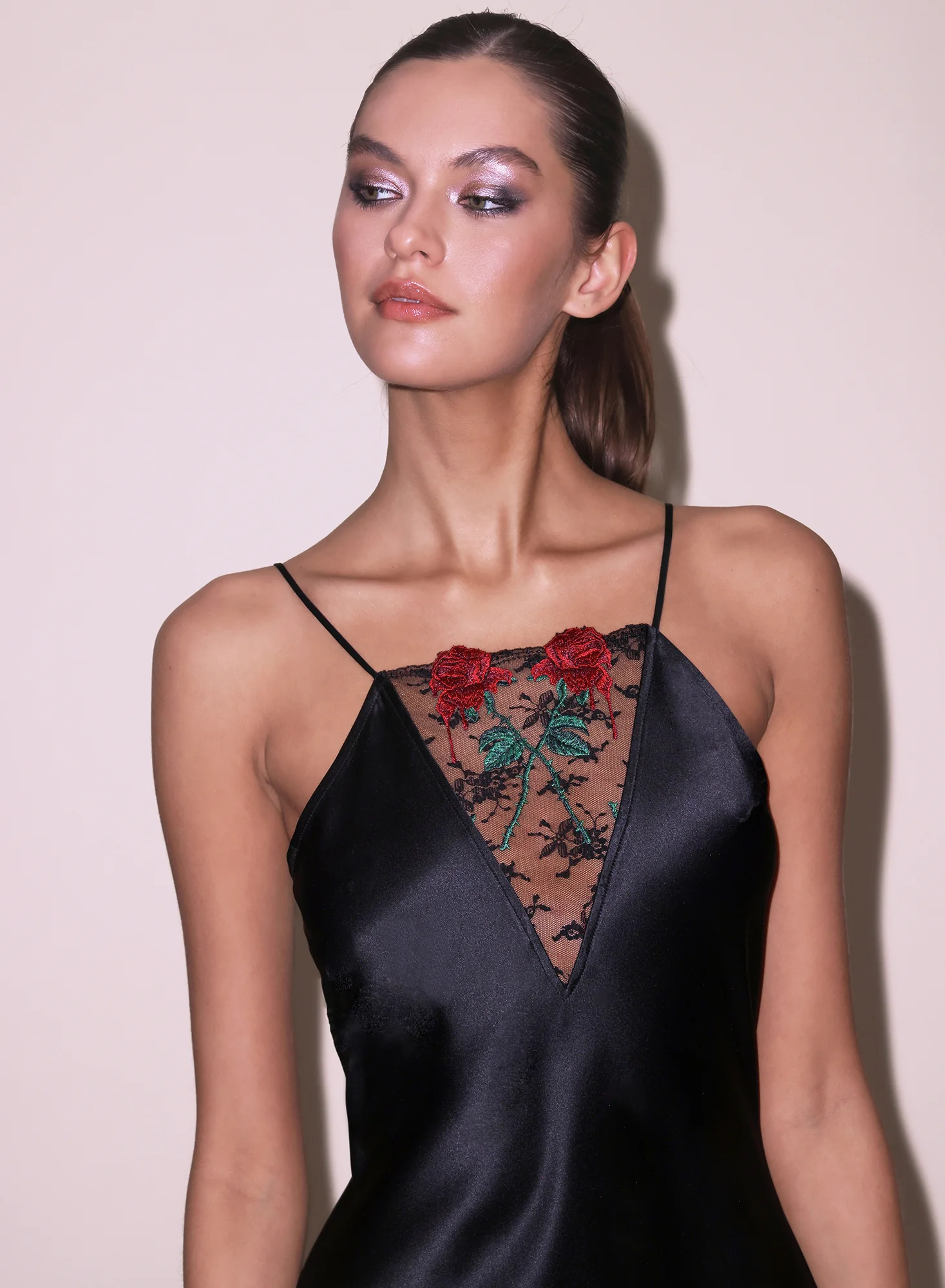 Vampire Rose Embroidery Slip Dress - Image 2